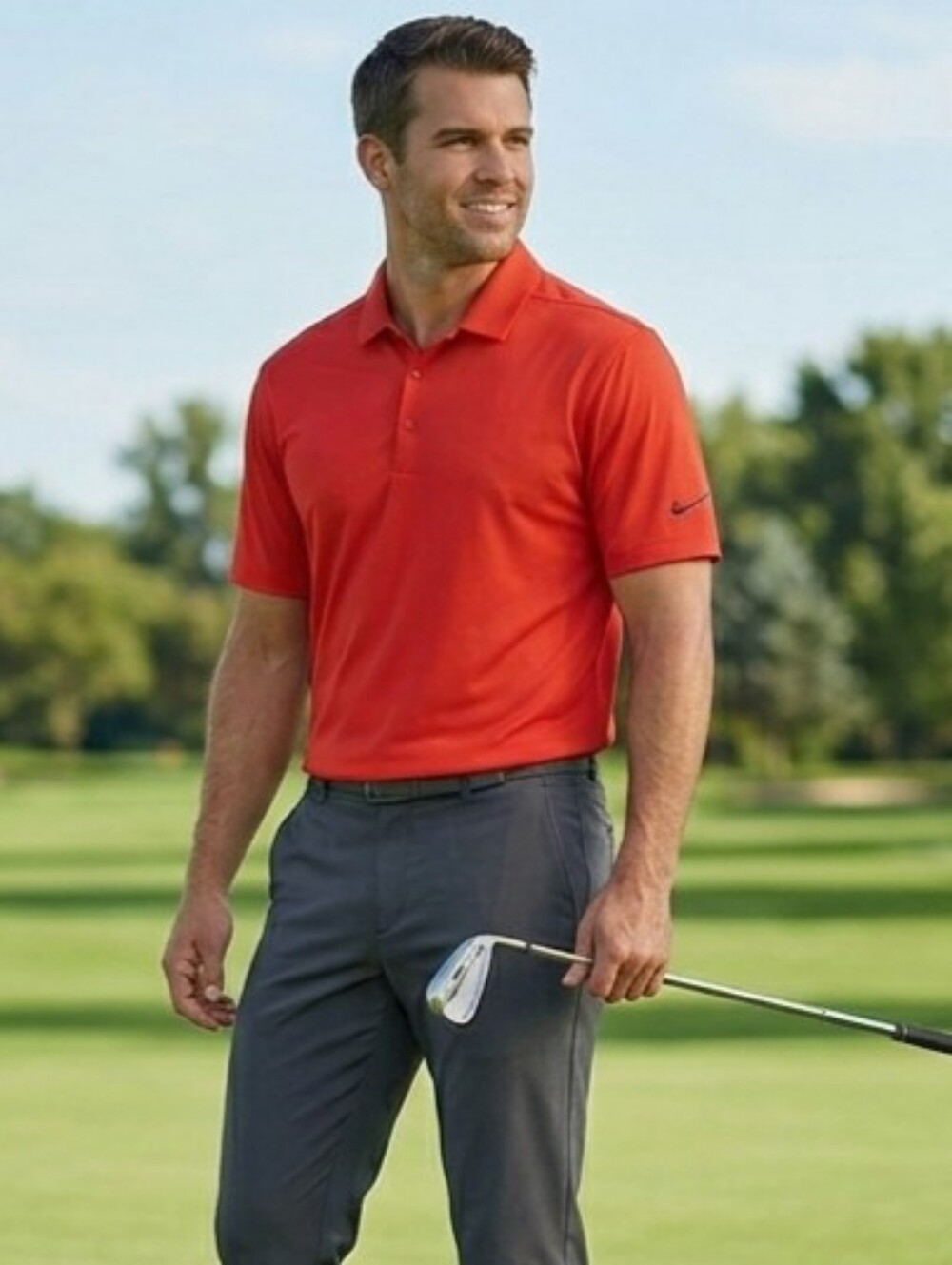 Nike Golf Dri-Fit Polo Shirt Men's Medium Orange Sporty Performance Standard Fit
